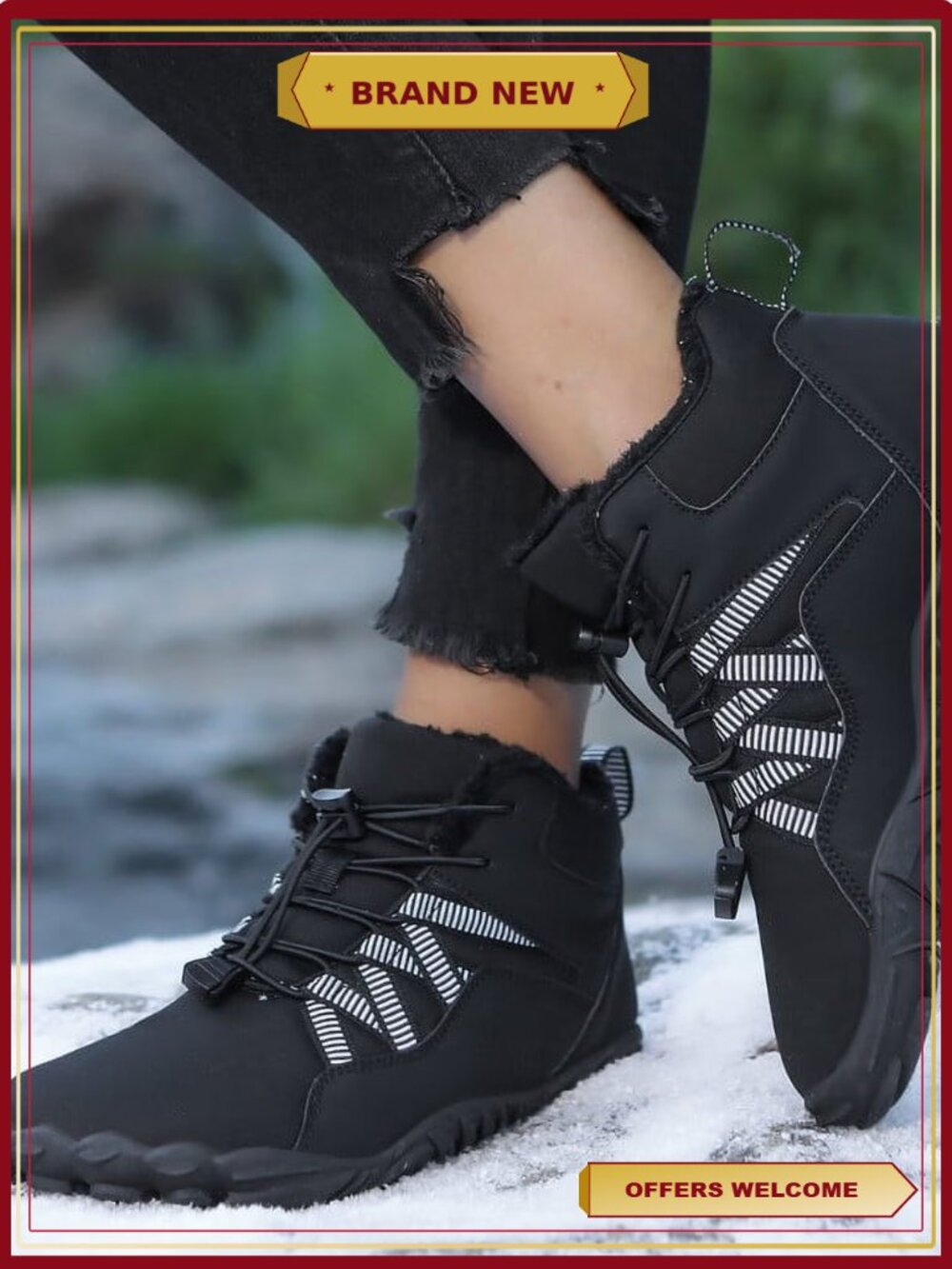 Wide Toe Box Winter Boots Waterproof Barefoot Hiking Snow Shoes - Picture 6 of 6